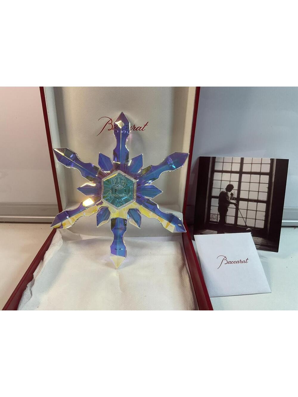 Baccarat Iridescent Crystal Snowflake Ornament IOB COA RARE